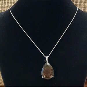 Smoky Quartz Pear-Shaped Necklace in Sterling Silver